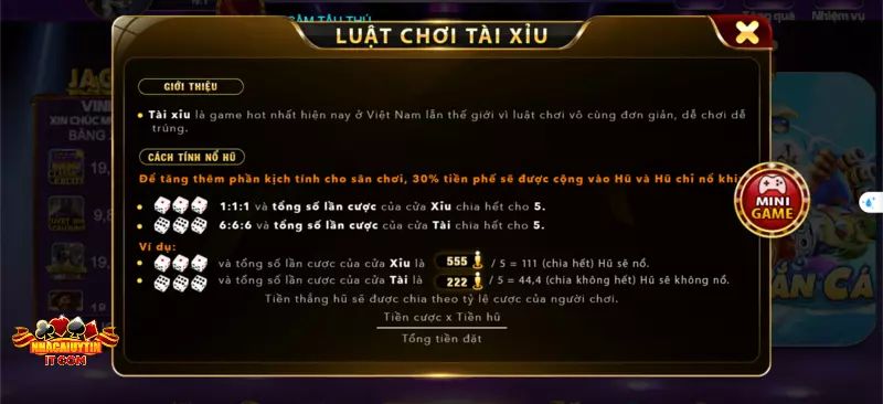 Tài xỉu phiên bản mini có thêm tính chất của game nổ hũ